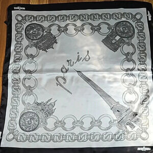 J.MICO SANCHO Gray/Black Square Polyester Scarf 34x34